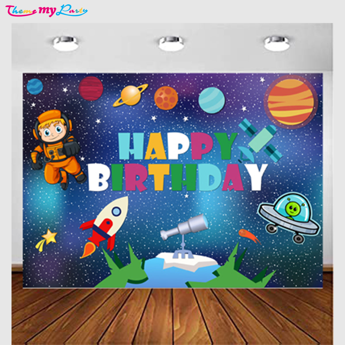 Space Theme Birthday Party Backdrop