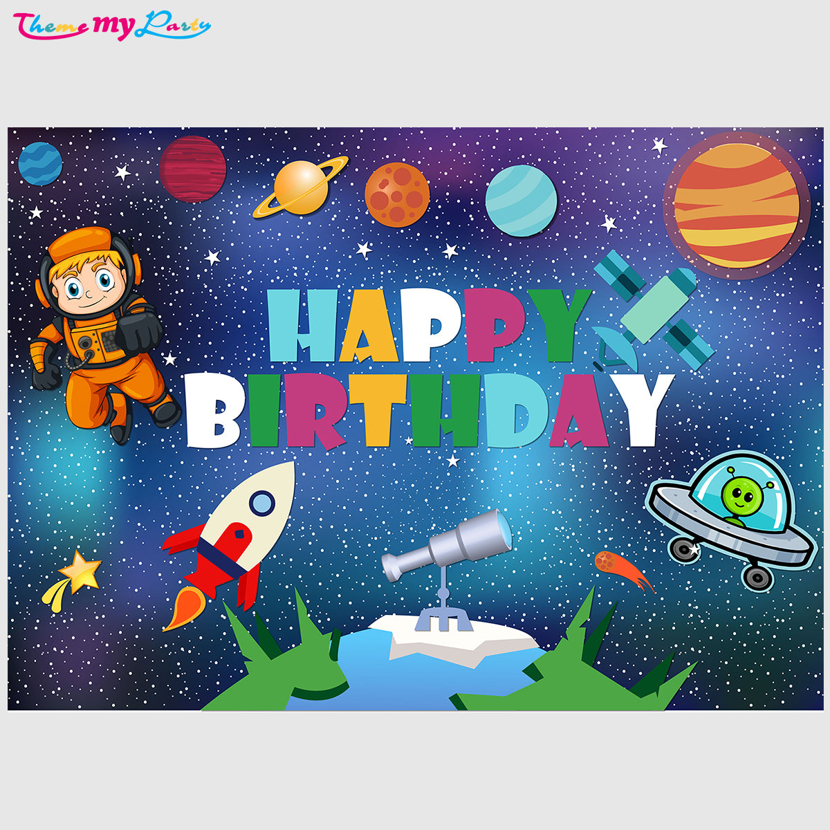 Space Theme Birthday Party Backdrop
