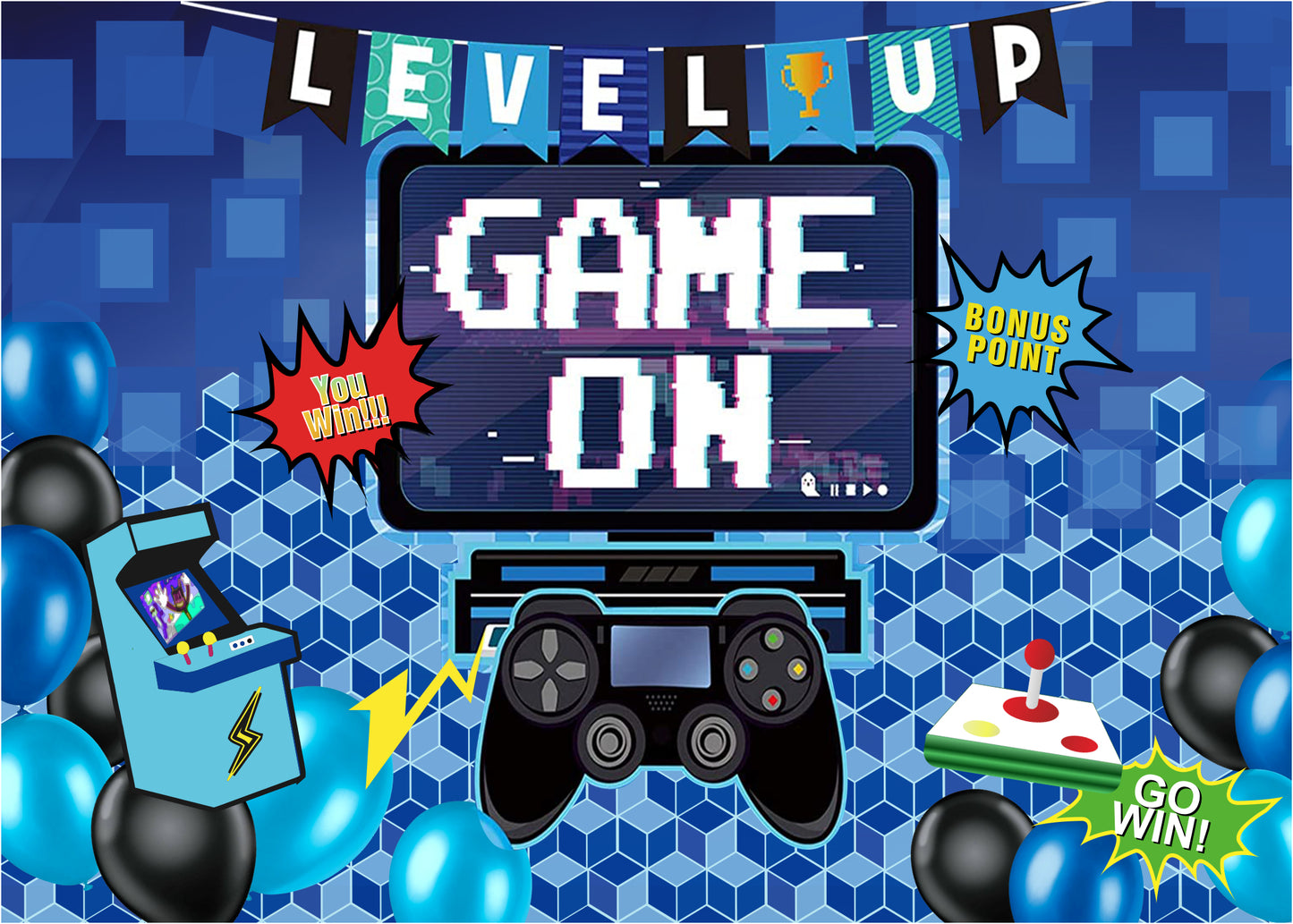 Gaming Theme Birthday Party Backdrop