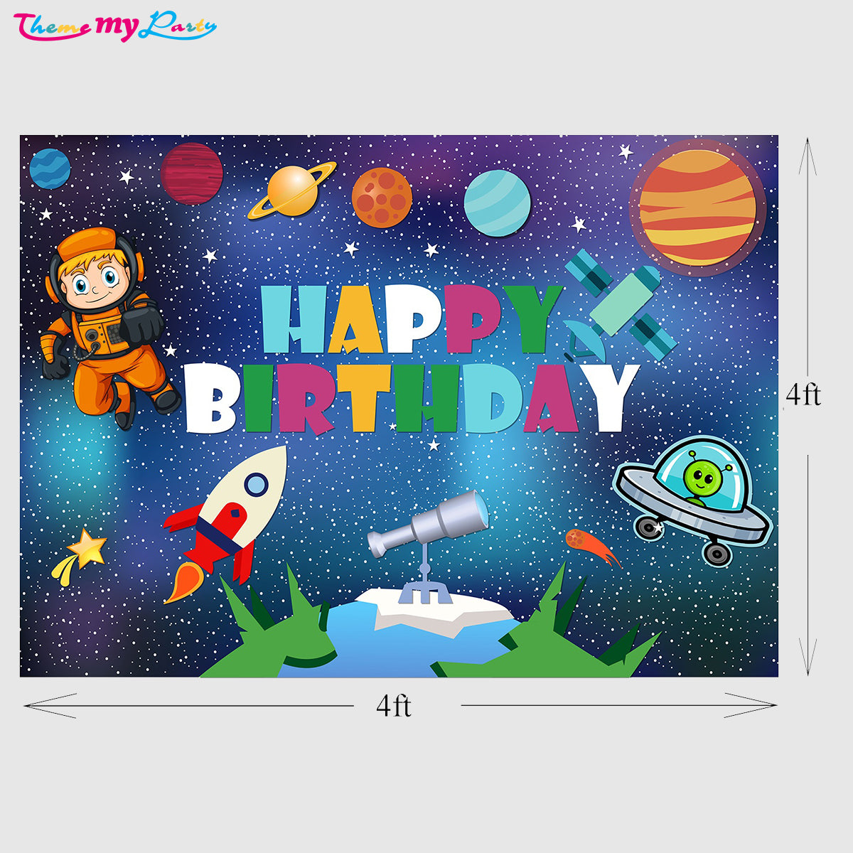 Space Theme Birthday Party Backdrop