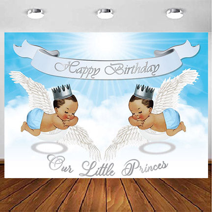 Personalize Twins Birthday Backdrop Banner
