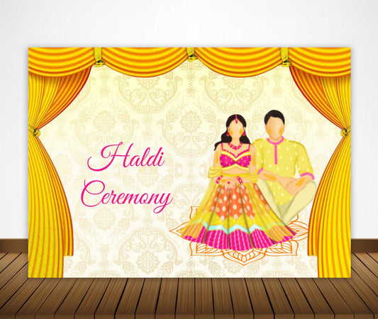 Haldi Ceremony Theme Party Backdrop for decorations