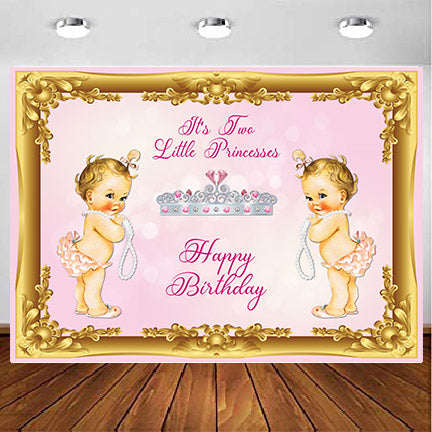 Personalize Twins Birthday Backdrop Banner