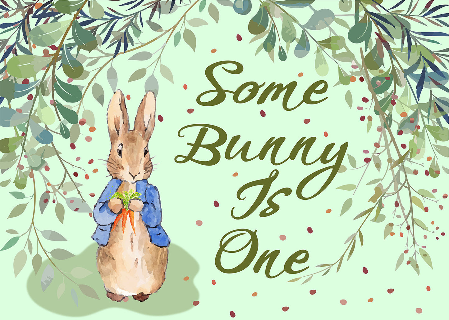 Personalize Some Bunny Is One Birthday Party Backdrop Banner