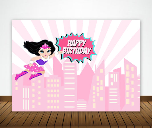 Super Girl Theme Birthday Party Backdrop