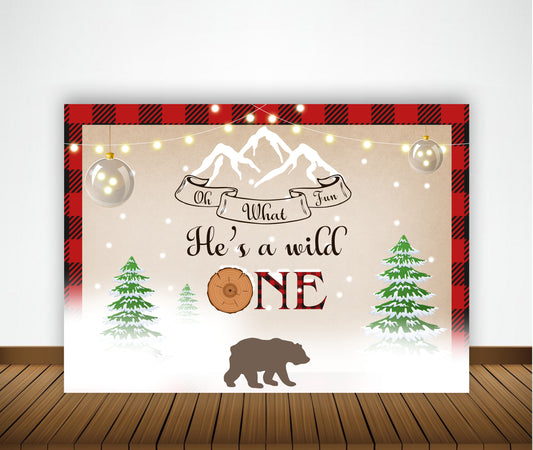 Personalize "Wild One" Birthday Party Backdrop Banner