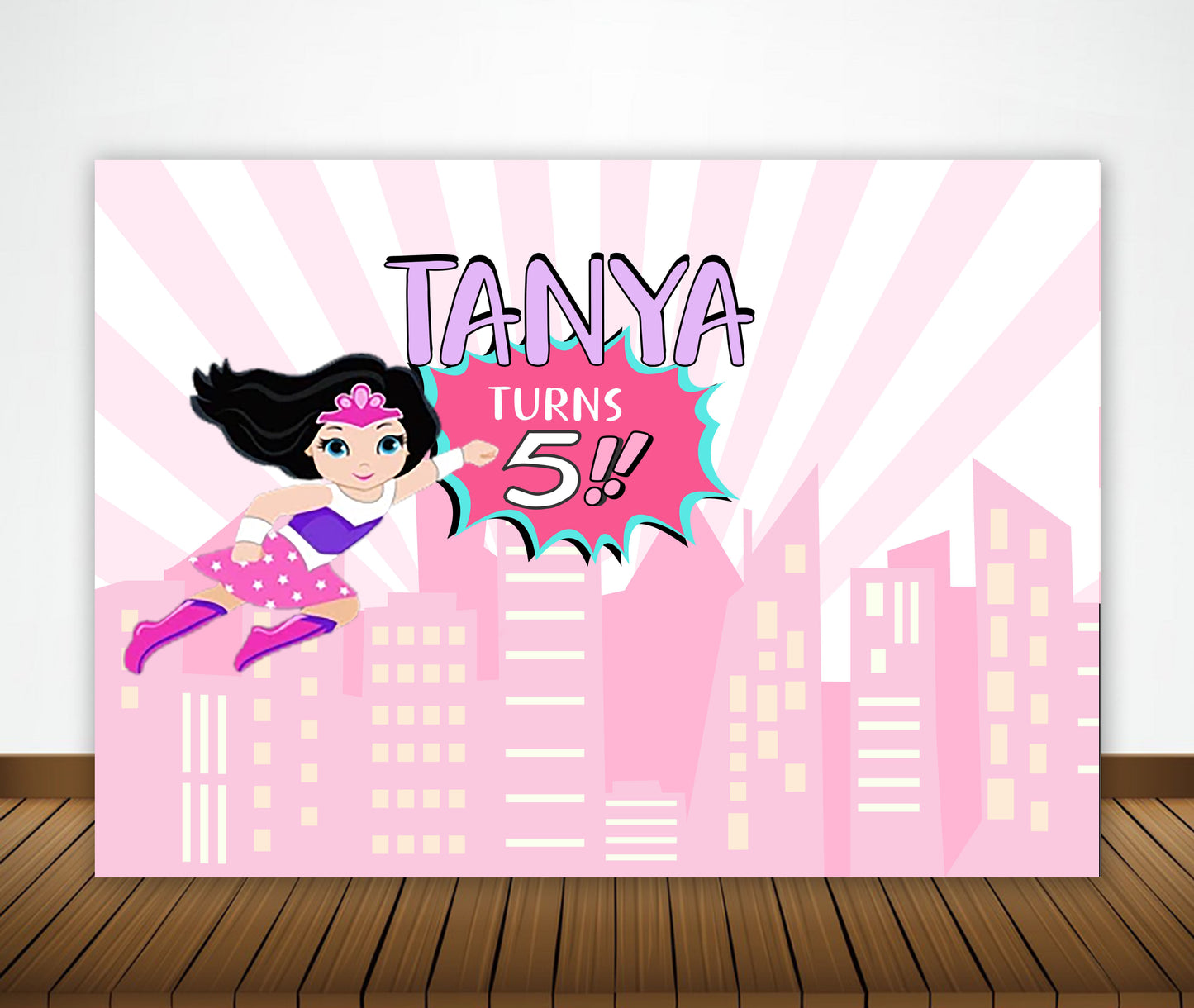 Super Girl Theme Birthday Party Backdrop