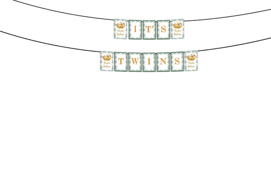 Twins Baby Theme Birthday Party Banner for Decoration