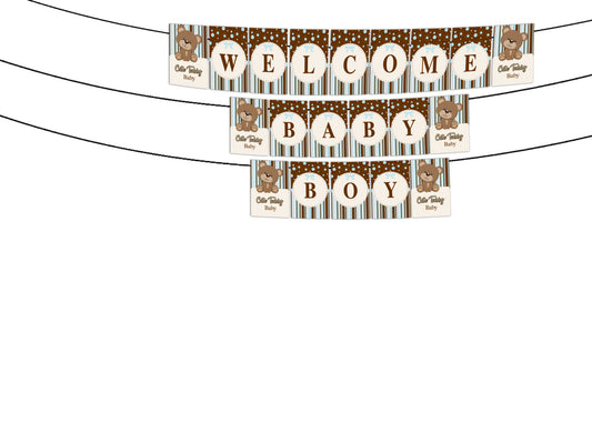 Cute Teddy Theme Welcome Baby Banner for Decoration