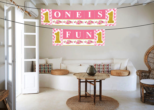 One Is Fun First Birthday Party Banner for Decoration