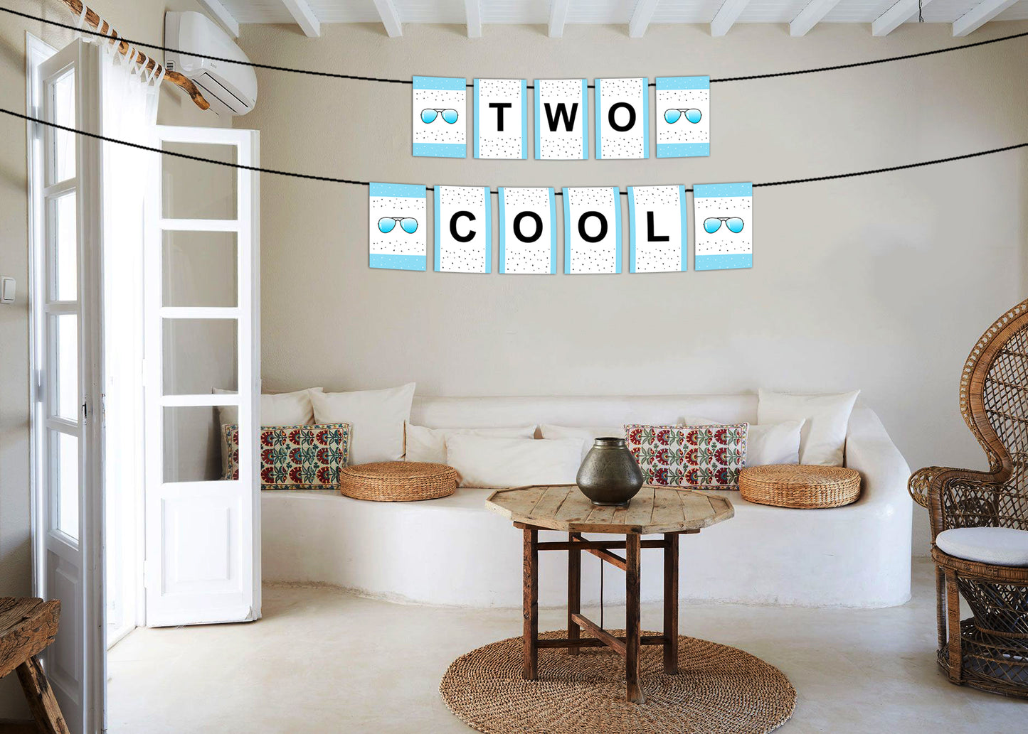 Two Cool Boys Second Birthday Banner For Decoration