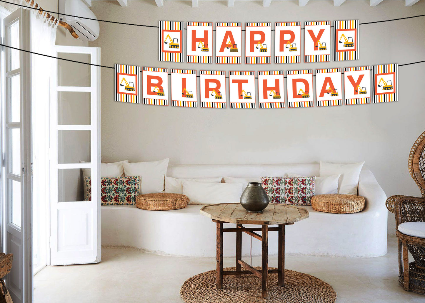 Construction Birthday Party Banner for Decoration