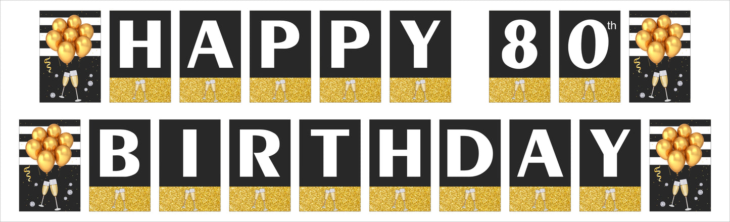 80th Birthday Party Banner for Decoration