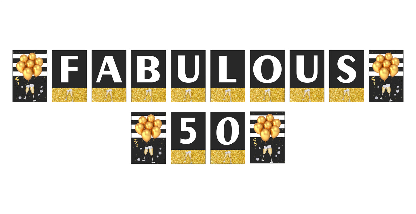 50th Birthday Party Banner for Decoration