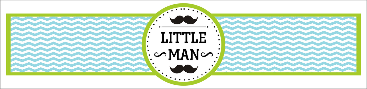 Little Man Theme Water Bottle Labels