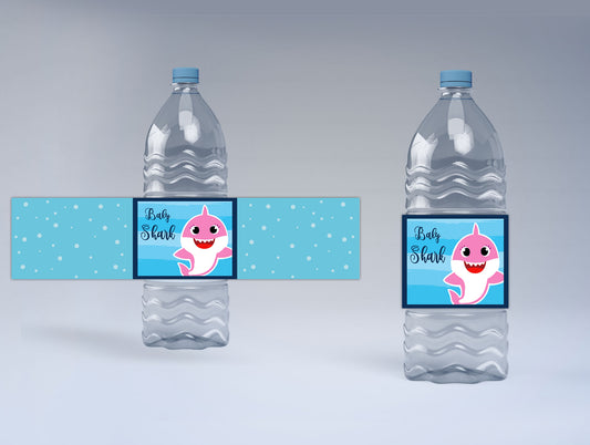 Baby Shark Theme Water Bottle Labels