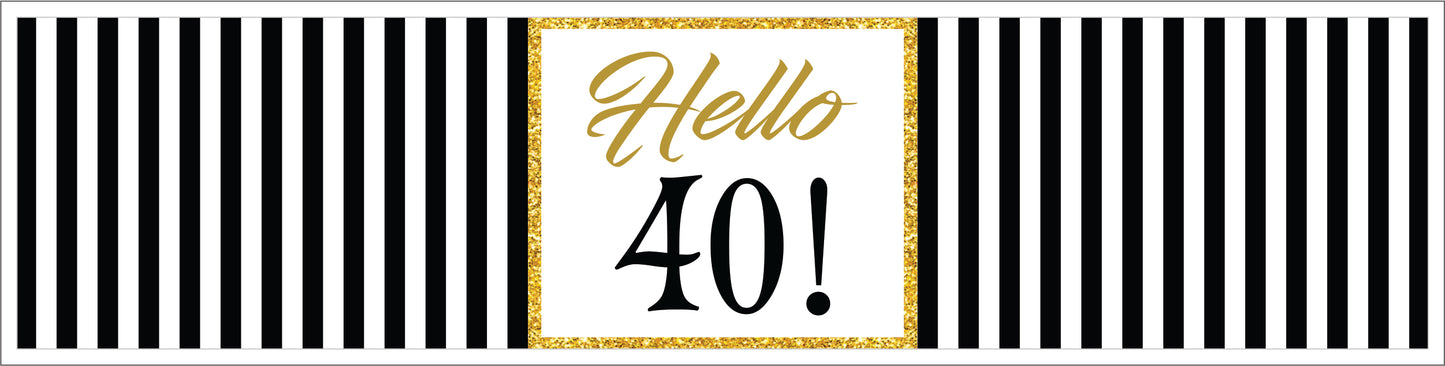 40th Birthday Water Bottle Labels