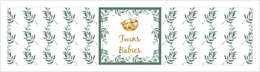 Twins Baby Birthday Party Water Bottle Labels