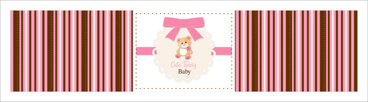 Cute Teddy Welcome Baby Girl Water Bottle Labels