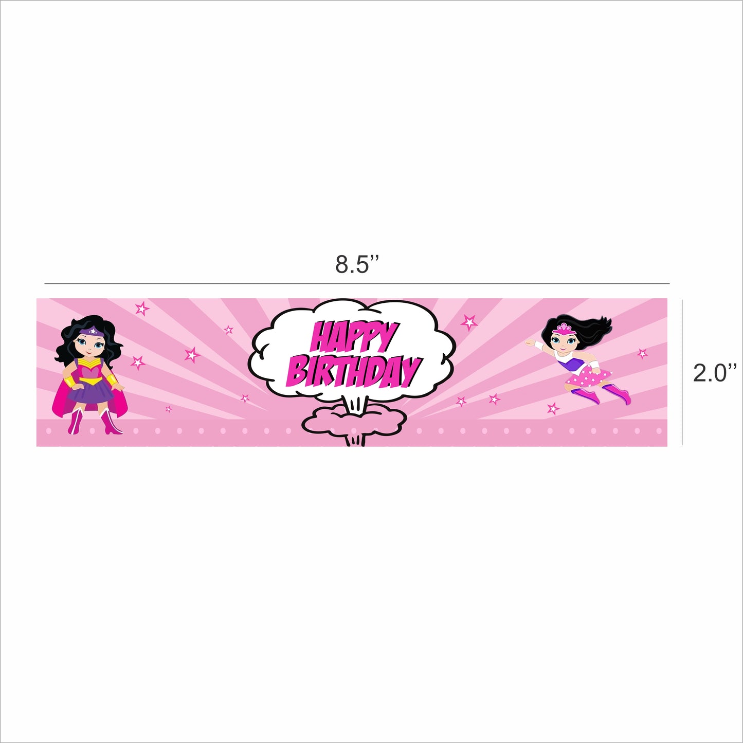 Super Girl Theme Birthday Party Water Bottle Labels