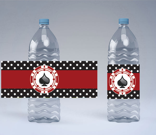 Casino/Card Party Water Bottle Sticker Labels