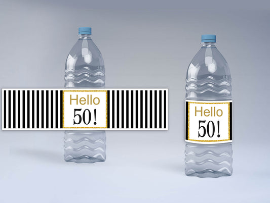 50th Birthday Water Bottle Labels