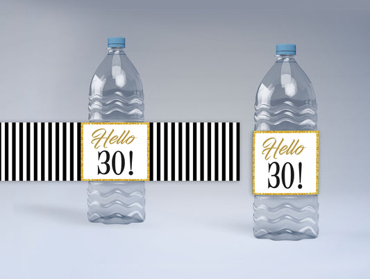 30th Birthday Water Bottle Labels