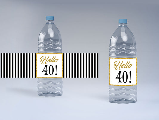 40th Birthday Water Bottle Labels