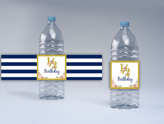 Half Birthday Party  Water Bottle Labels