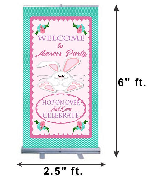 Bunny Customized Welcome Banner Roll up Standee (with stand)