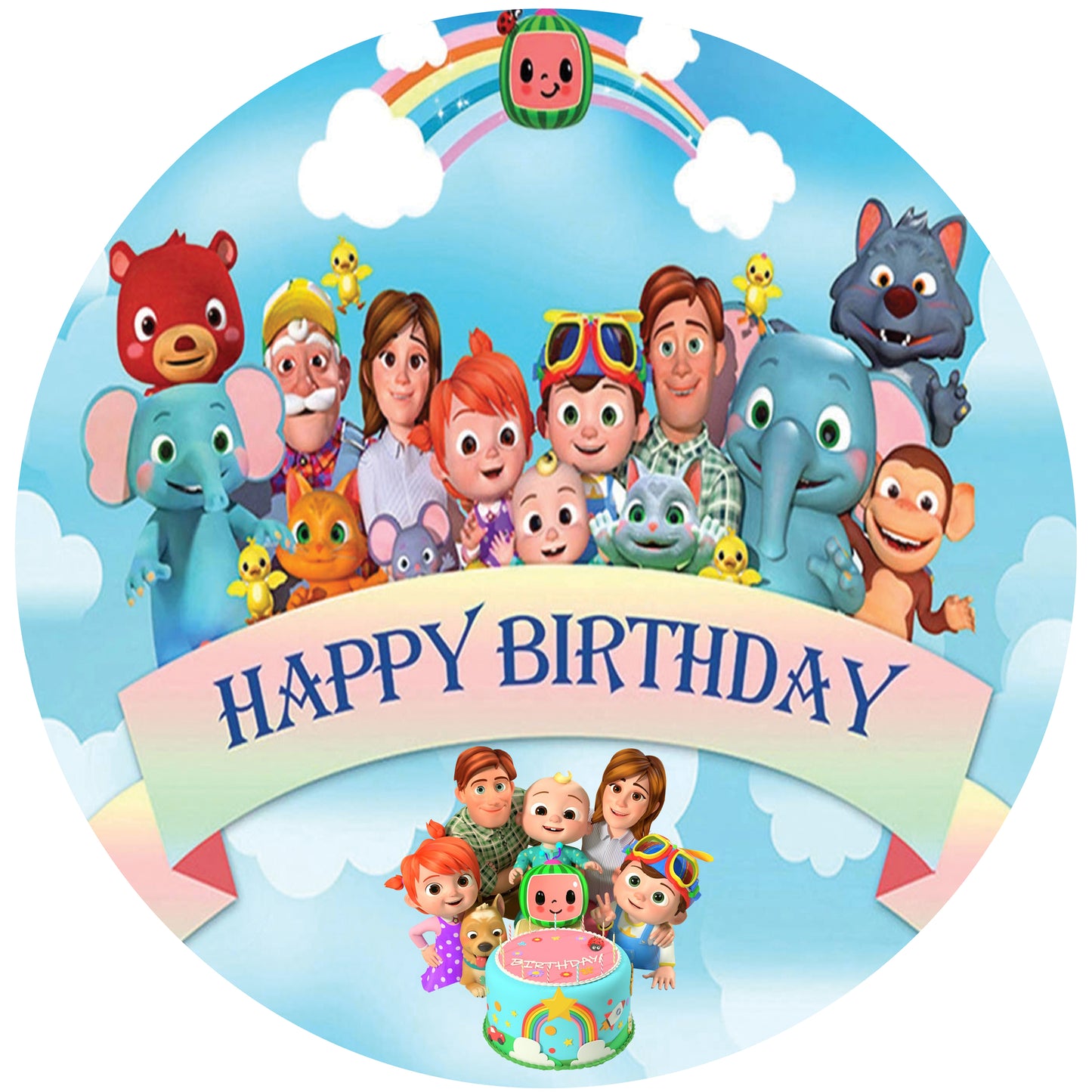 Cocomelon Theme Birthday Party Backdrop