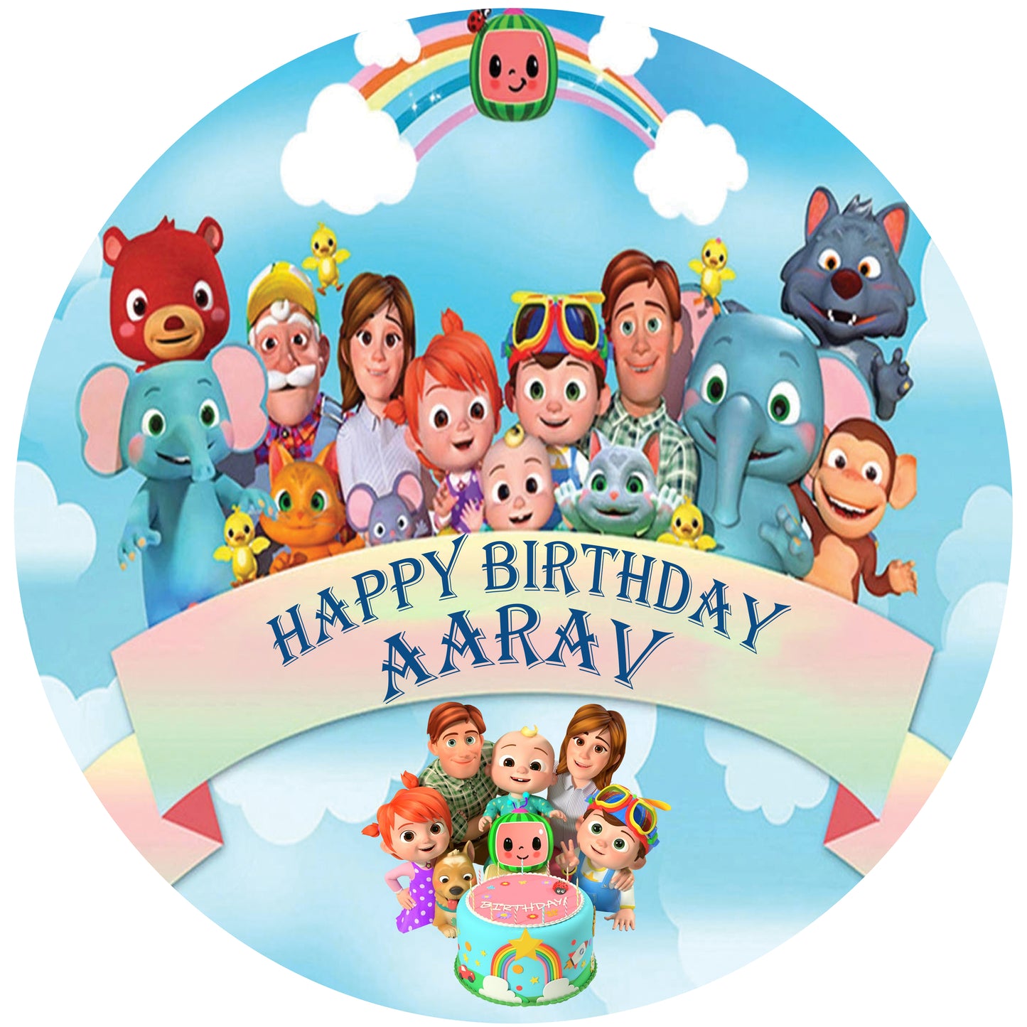 Cocomelon Theme Birthday Party Backdrop