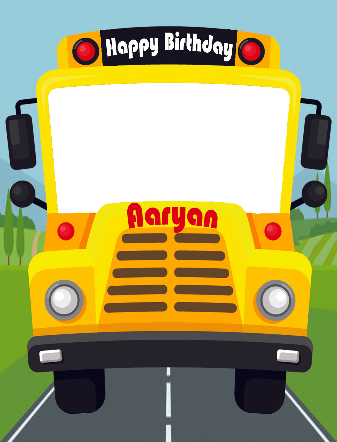Wheels on the Bus Theme Birthday Party Selfie Photo Booth Frame