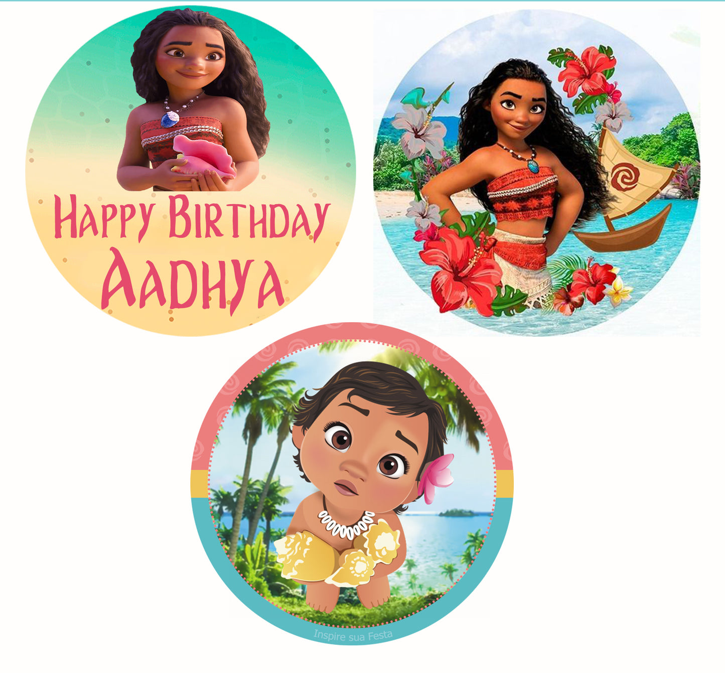 Moana Theme Birthday Party Cupcake Toppers