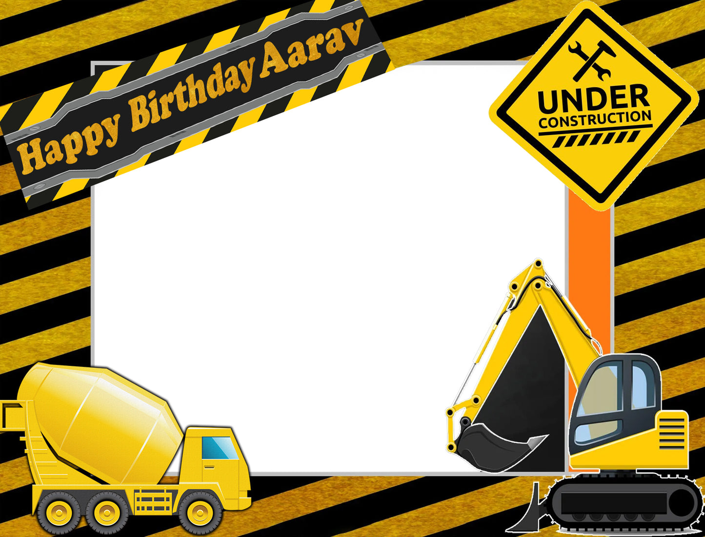 Construction Theme Birthday Party Selfie Photo Booth Frame