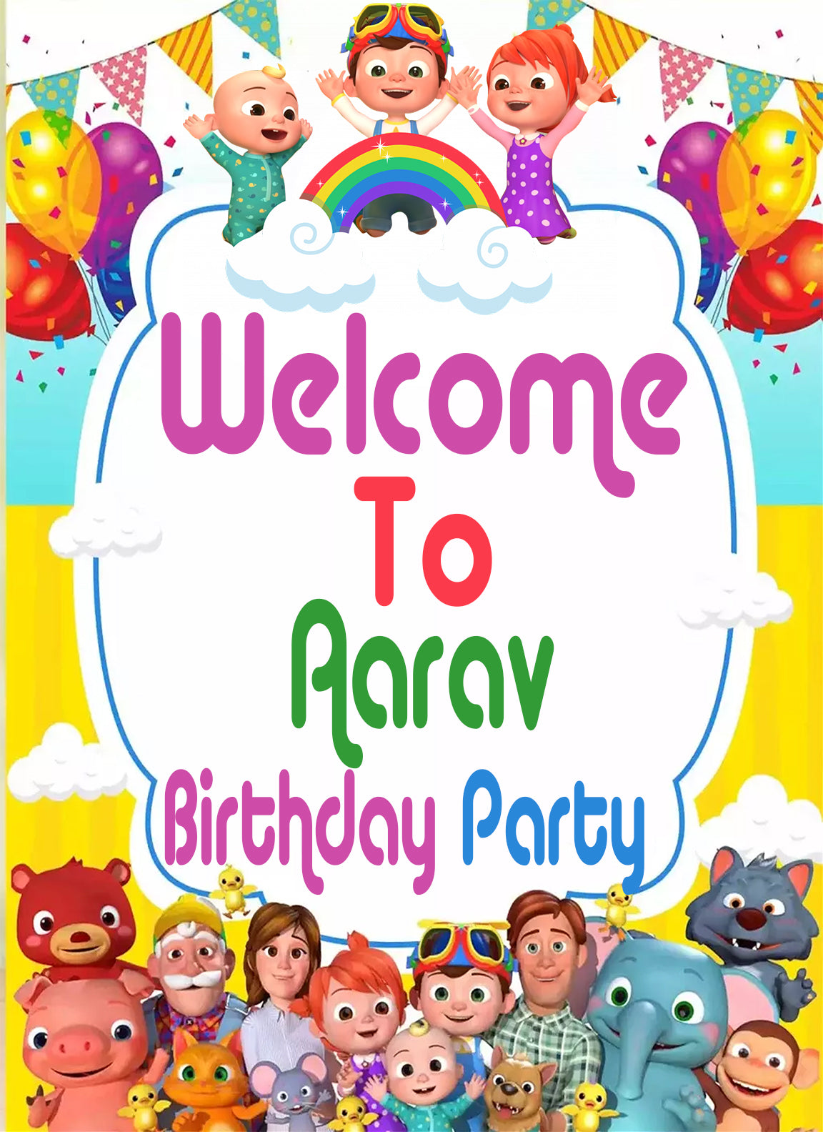 Cocomelon Theme Birthday Party Welcome Board