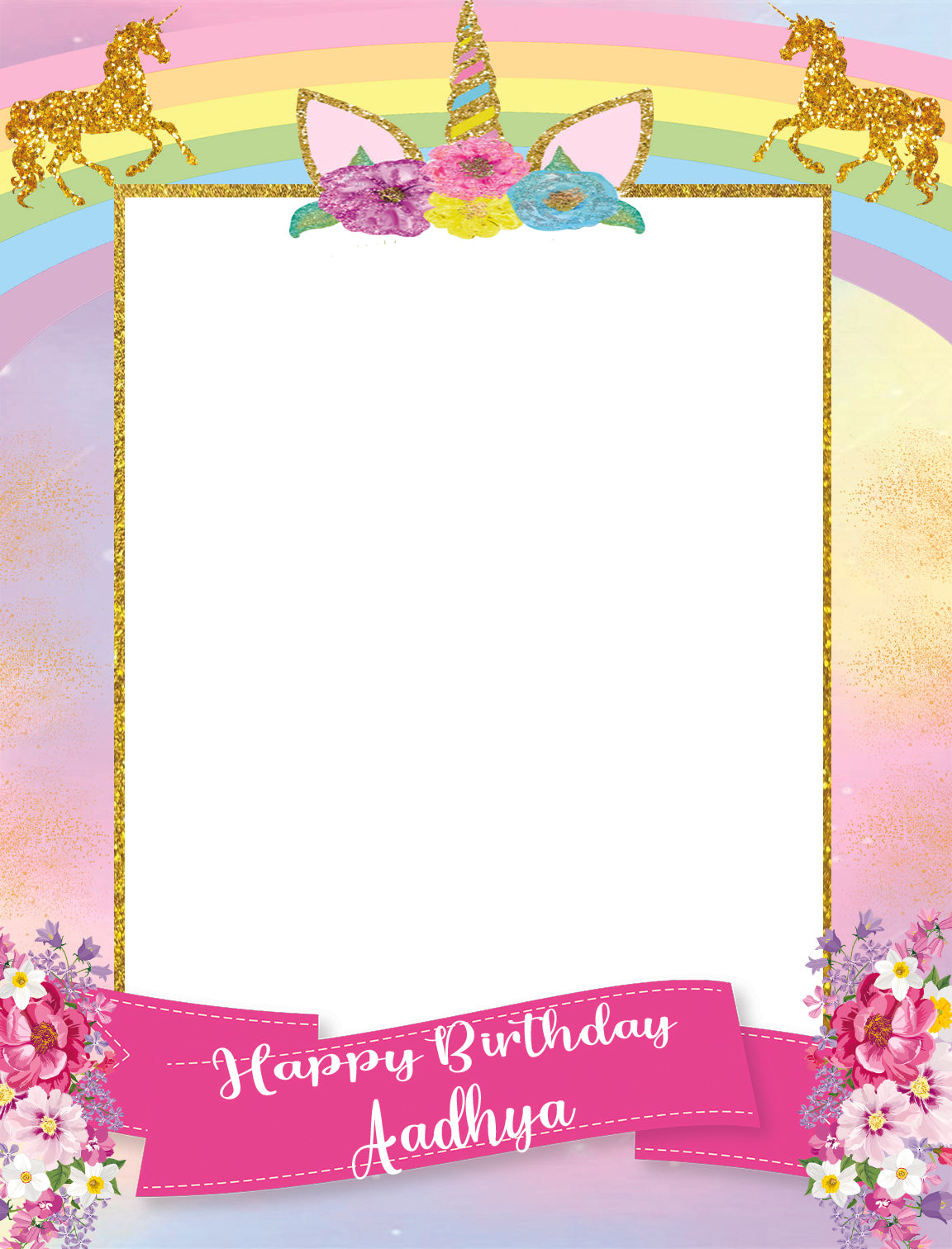 Unicorn Theme Birthday Party Selfie Photo Booth Frame