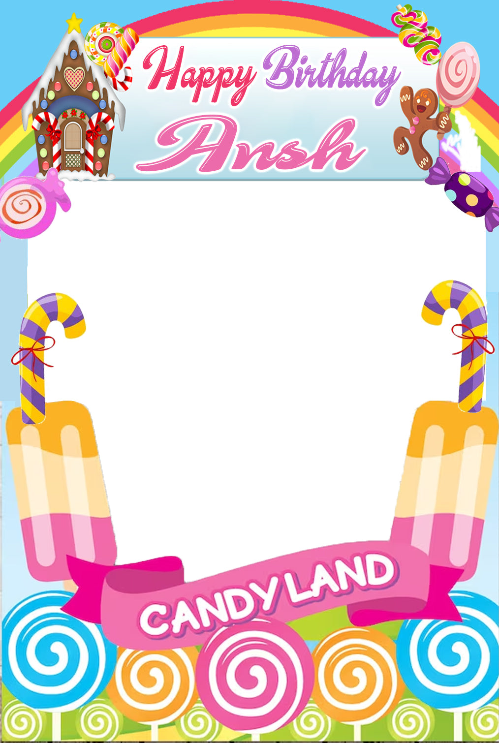 Candy Land Theme Birthday Party Selfie Photo Booth Frame
