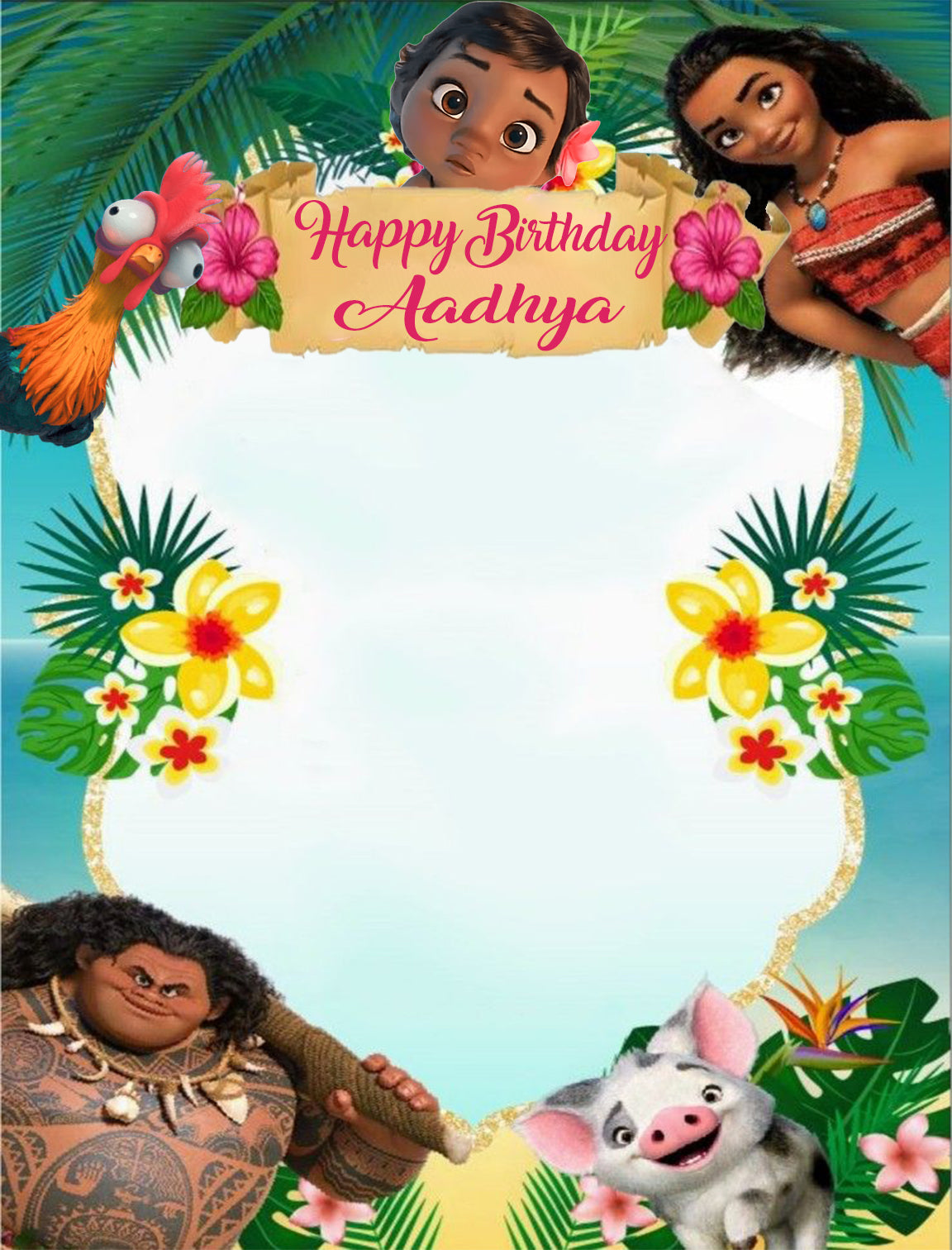 Moana Theme Birthday Party Selfie Photo Booth Frame