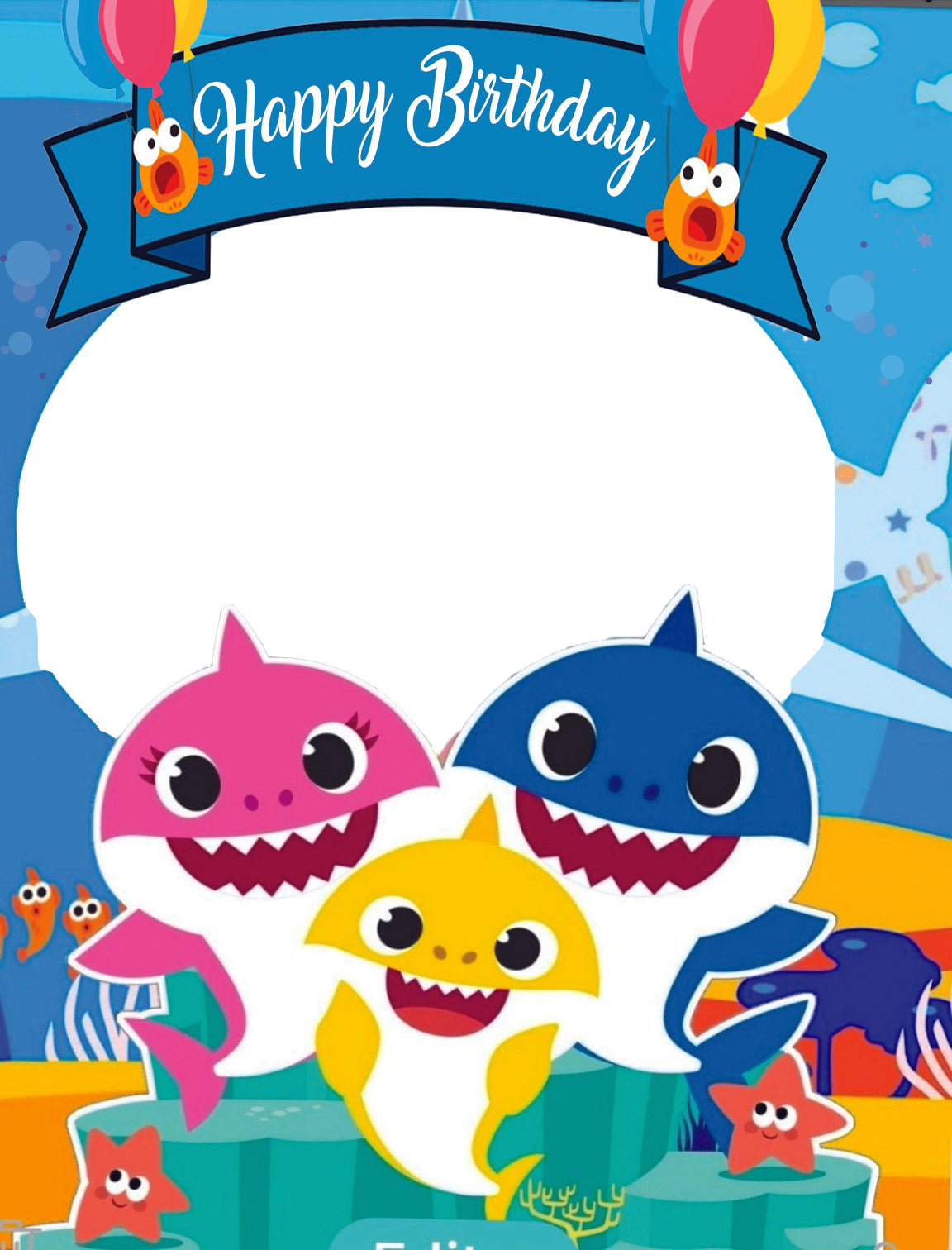 Baby Shark Theme Birthday Party Selfie Photo Booth Frame