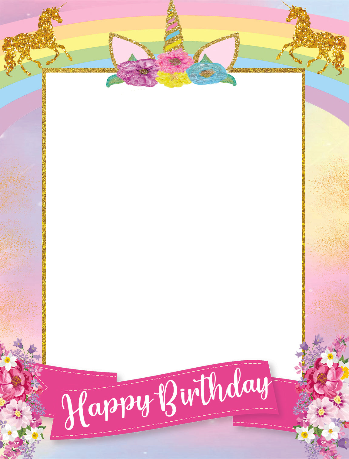 Unicorn Theme Birthday Party Selfie Photo Booth Frame