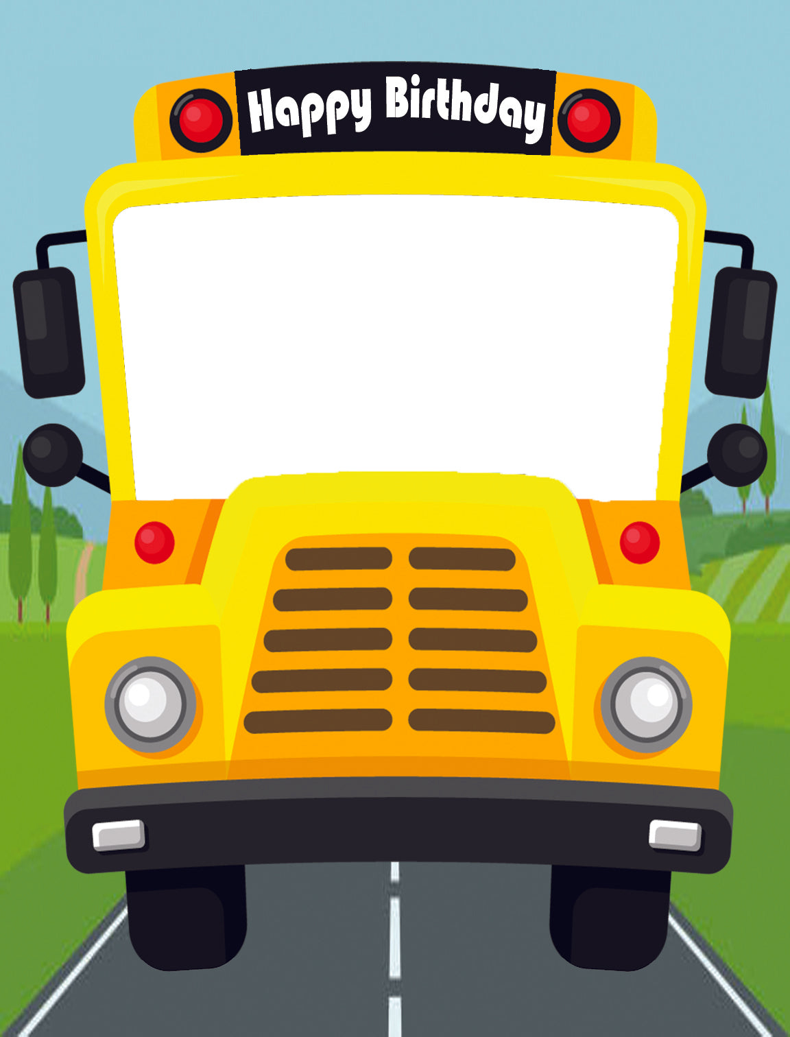 Wheels on the Bus Theme Birthday Party Selfie Photo Booth Frame