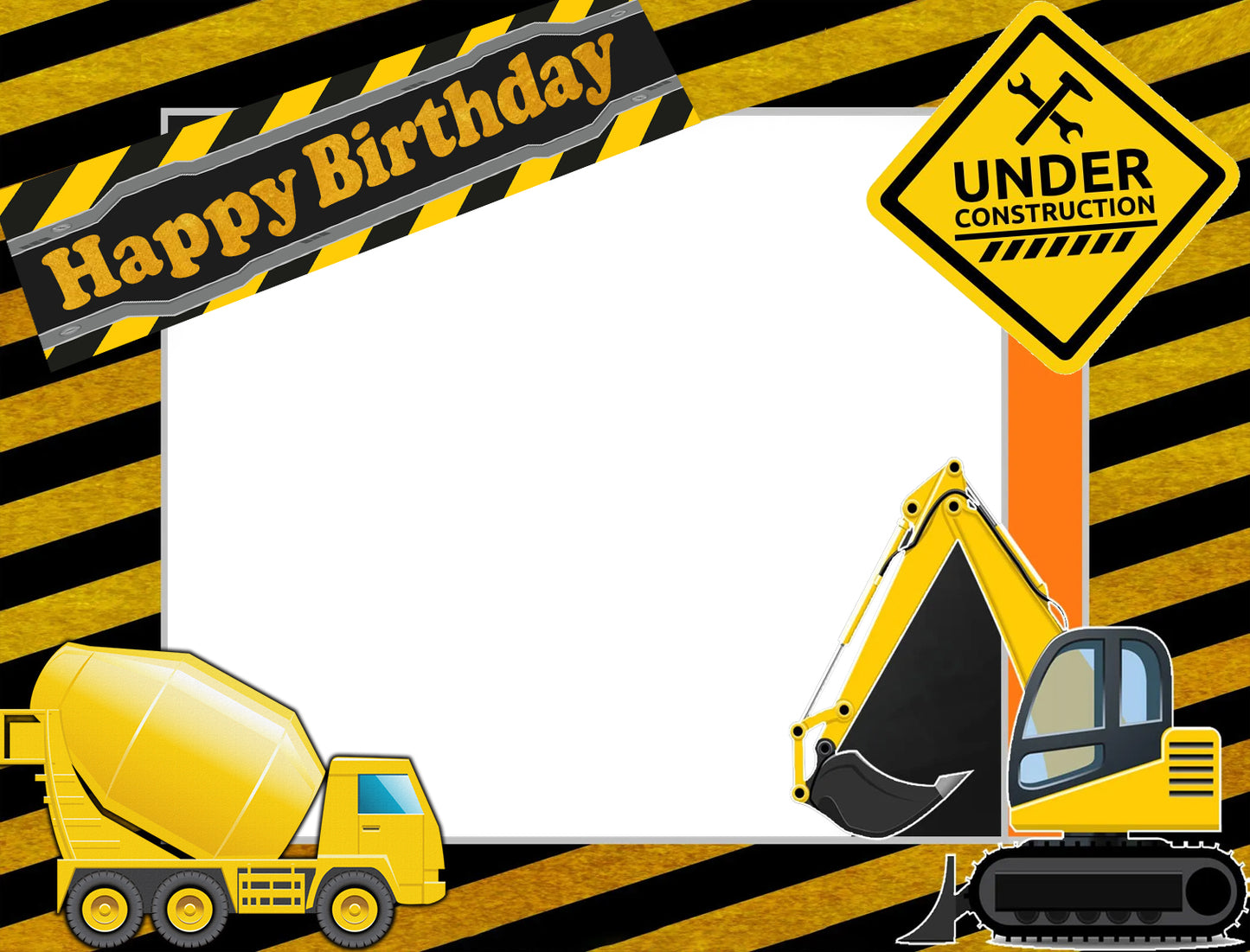 Construction Theme Birthday Party Selfie Photo Booth Frame