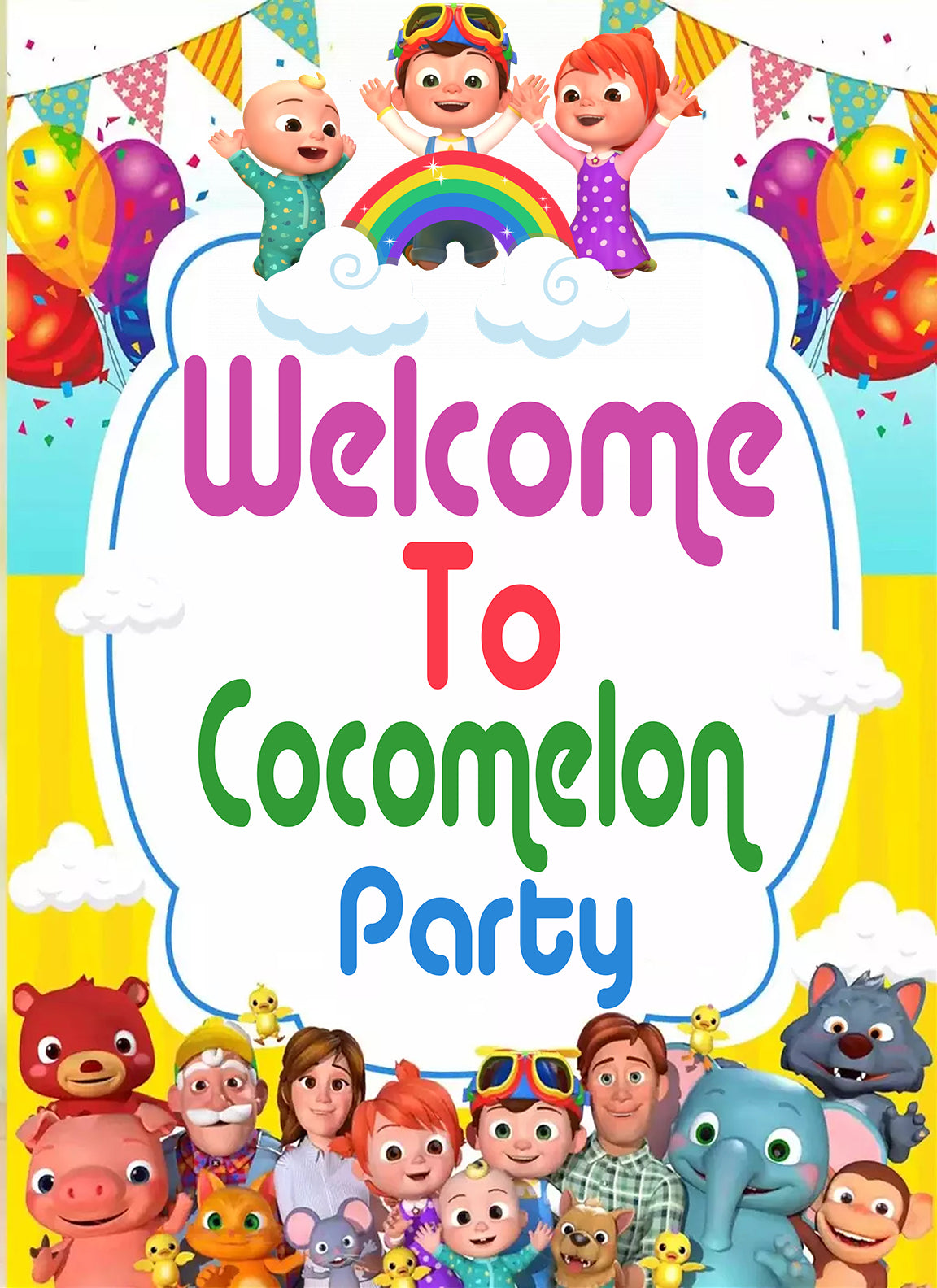Cocomelon Theme Birthday Party Welcome Board
