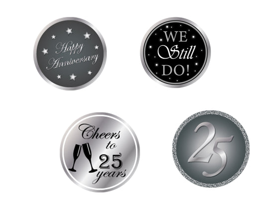 25th Anniversary Party Cupcake Toppers for Decoration