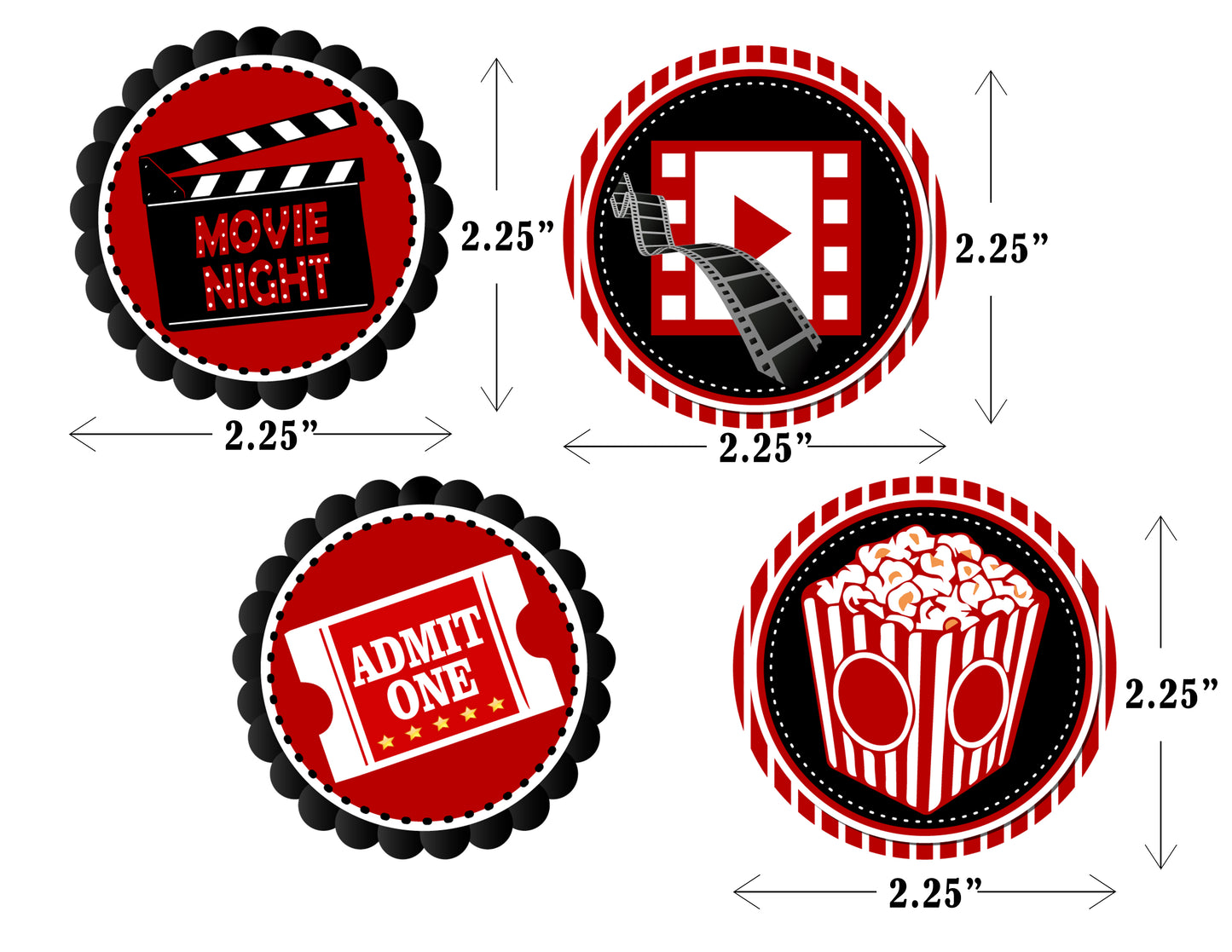 Movie Night Theme Cup Cake Topper for Decoration