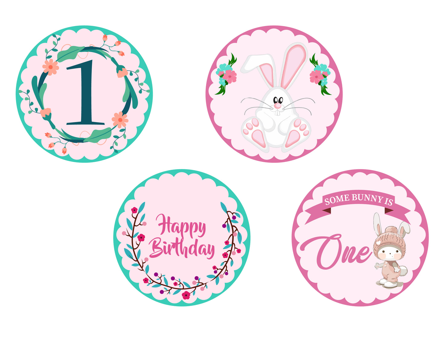 Some Bunny Is One Birthday Party Cupcake Toppers for Decoration