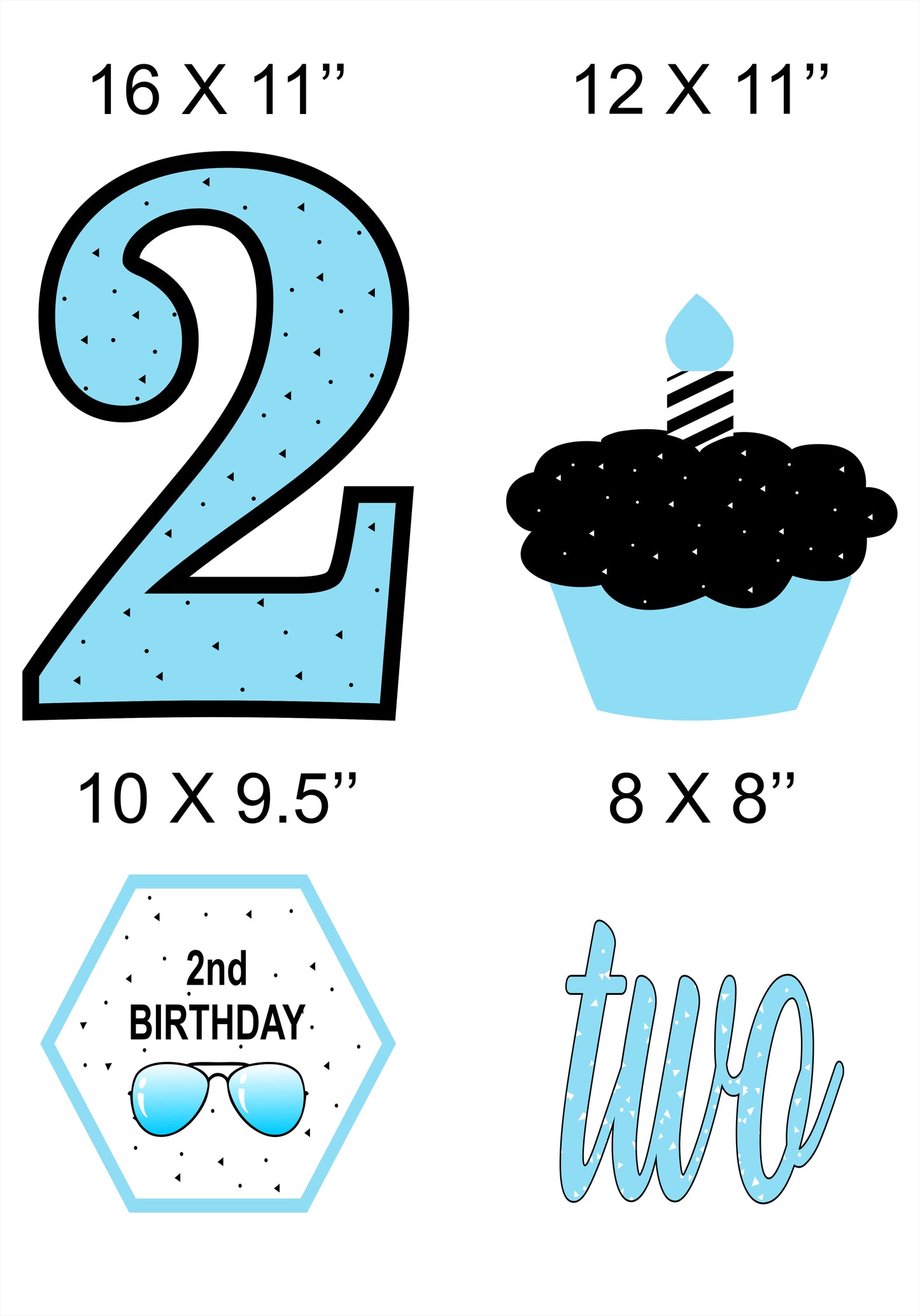 Two Cool Theme Birthday Party Cutouts
