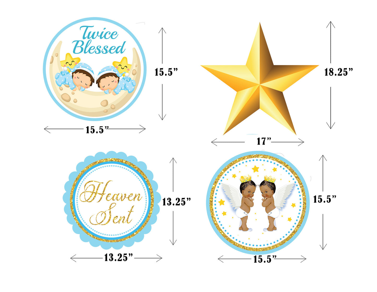 Twin Boys Theme Birthday Party Cutouts
