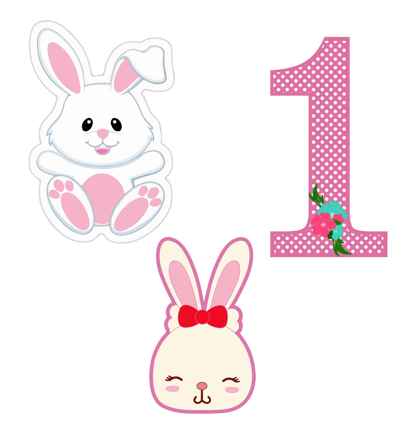 Some Bunny Is One Birthday Party Cutouts